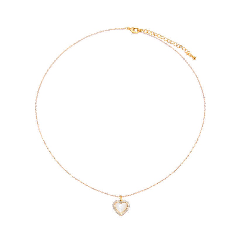 Dây chuyền thời trang mặt trái tim khảm đá opal sang trọng