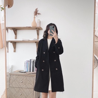 trench coat 6 khuy đen