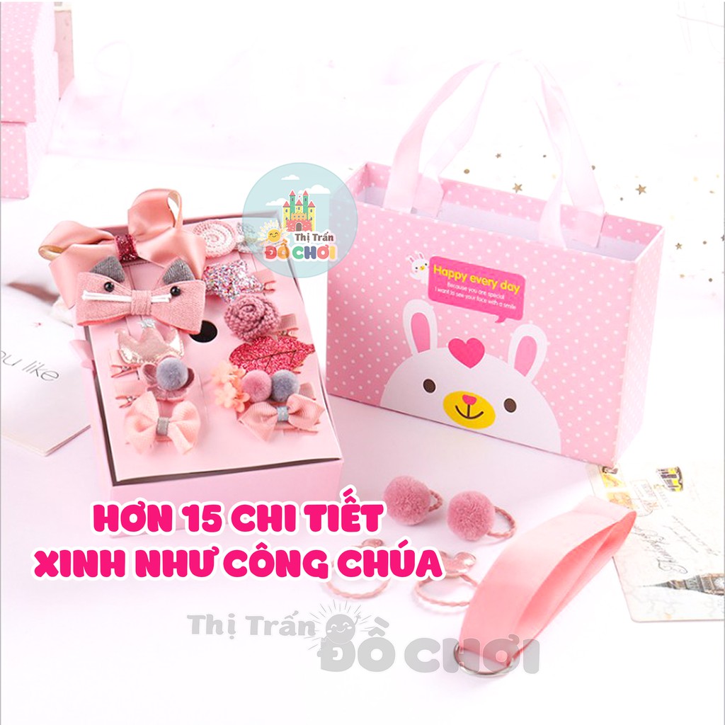 Dây buộc tóc cho bé 🍎 GIÁ SỐC 🍎 Dây cột tóc, kẹp tóc nơ cho bé có hộp siêu dễ thương nhiều chi tiết- Thị trấn đồ chơi