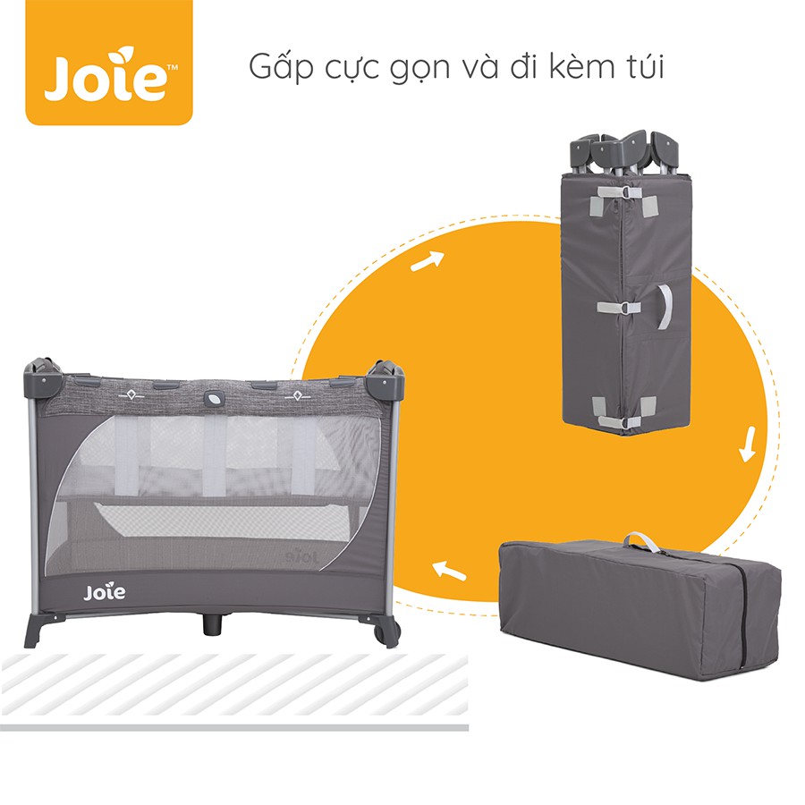 Giường cũi cao cấp - Joie Commuter Changer &amp; Snooze Linen Gray ( Hàng chính hãng )