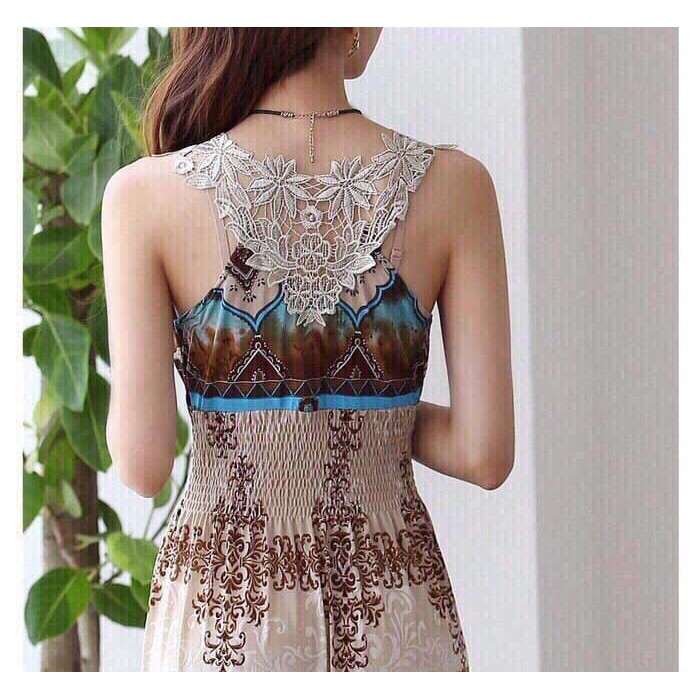 ĐẦM MAXI NHÚNG EO PHỐI REN CAO CẤP MSP-D140(HÀNG NHẬP) | BigBuy360 - bigbuy360.vn