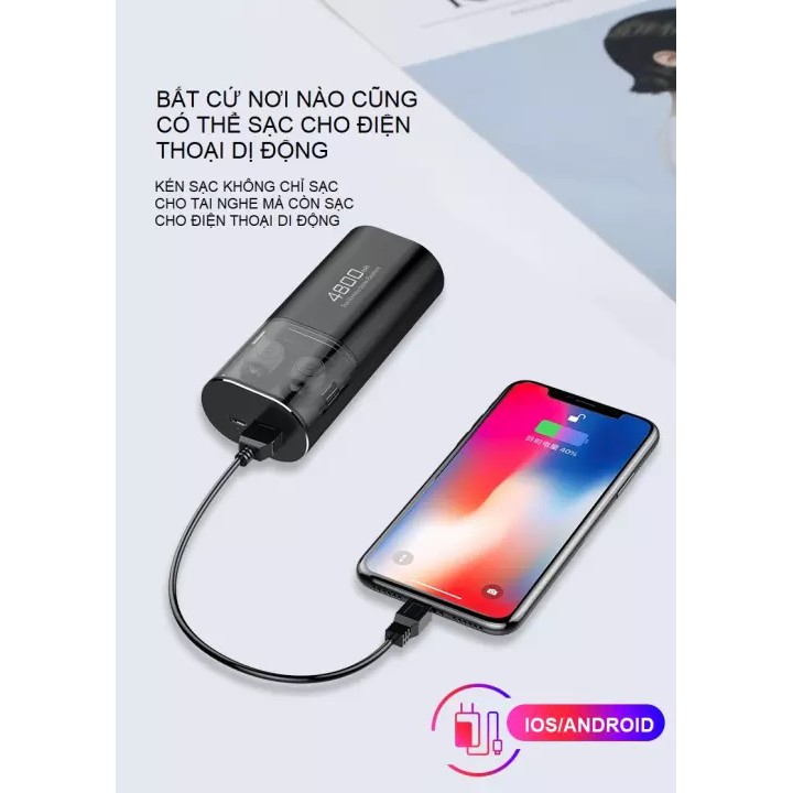 Tai nghe Bluetooth Không Dây TWS Amoi S11 Kiêm Sạc Dự Phòng 4800mAh - Chống nước IPX7 -Nghe nhạc lên đến 90h | BigBuy360 - bigbuy360.vn