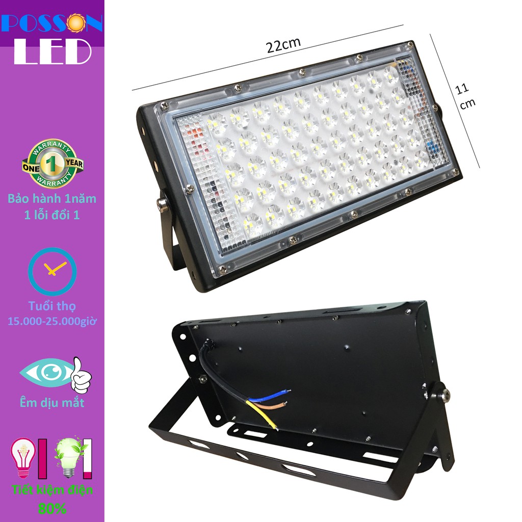 Sỉ 20 Đèn Led pha 50w siêu sáng flood far Led hạt 2835 IP65 kín chống nước Posson LF-H50x