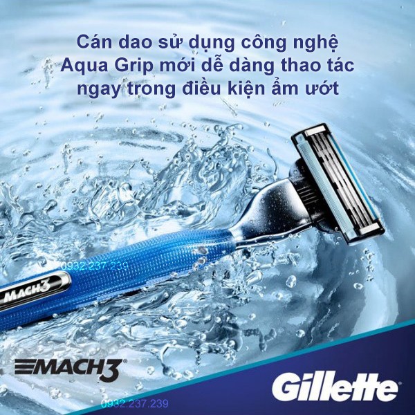 Dao cạo râu Gillette Mach 3 (Mẫu mới 01 cán, 02 lưỡi)