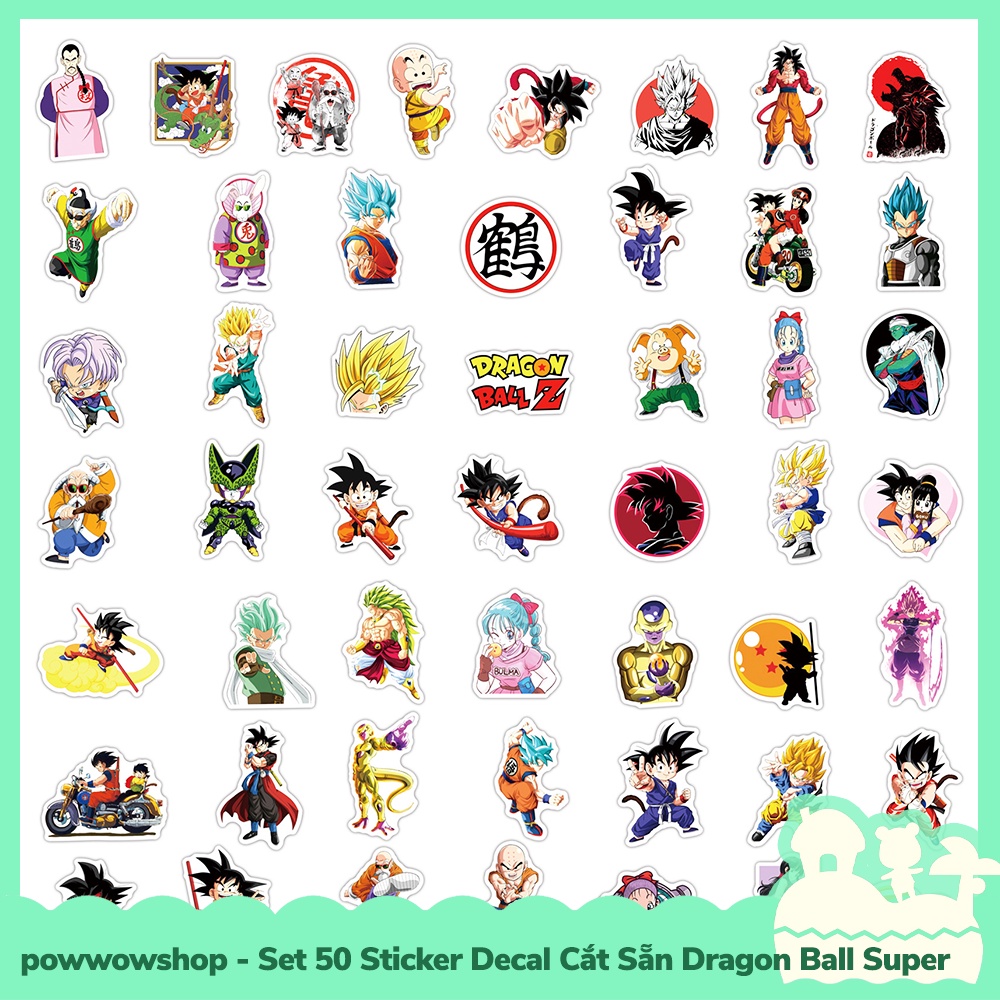 [Sẵn VN - Hỏa Tốc] Set 50 Sticker Mini Decal Dán Trang Trí Vật Dụng Mẫu Anime Manga Game Dragon Ball 7 Viên Ngọc Rồng
