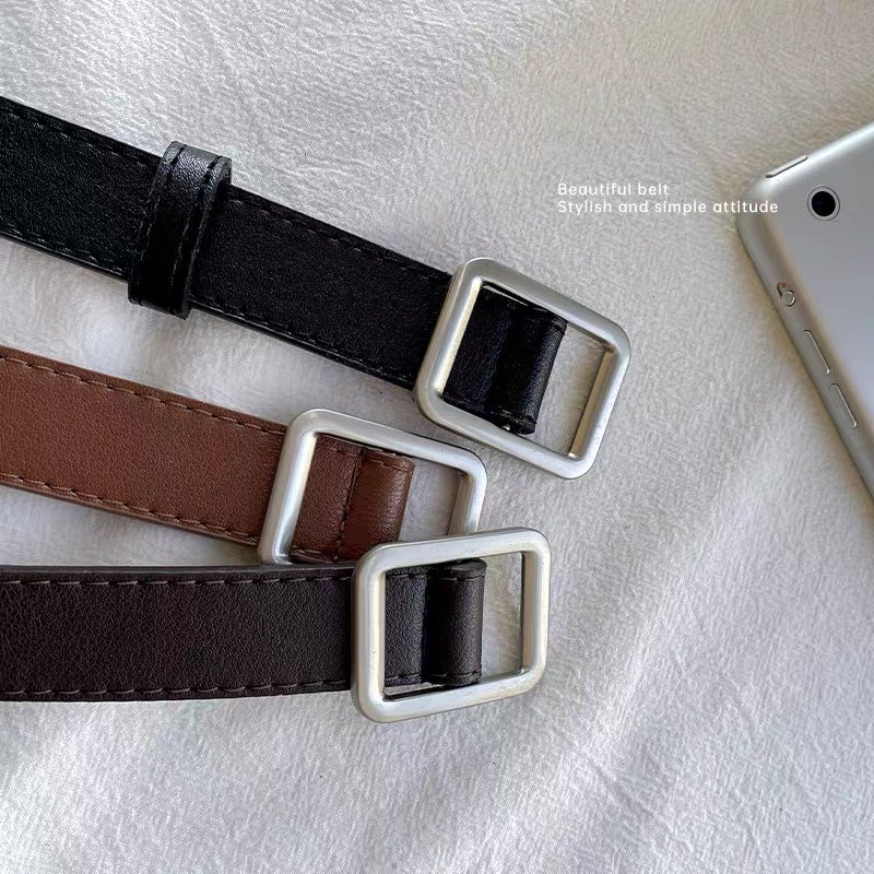 Thắt lưng basic bản 2.3cm khoá màu bạc Thắt lưng nam nữ Yams Closet