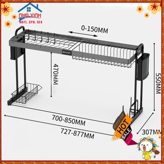 Kệ giá úp đa năng dùng úp bát đĩa, để dao thìa thớt xoong nồi, đặt trên kệ bồn rửa bát, chất liệu nhôm hợp kim không gỉ
