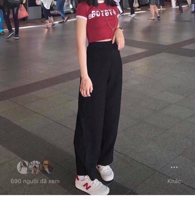 Quần culottes ống đứng trơn bacis (Hình thật trải sàn)