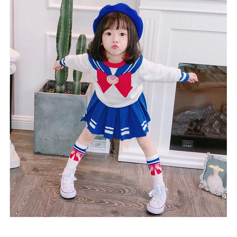 Set Áo Len Dài Tay Và Chân Váy Xinh Xắn Dành Cho Bé Gái