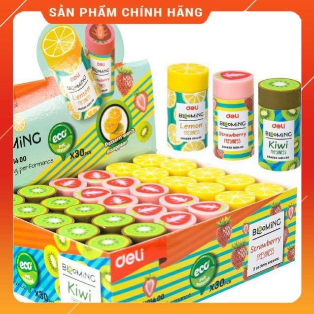 Freeship Hộp 36pcs Gôm tẩy hoa quả DELI tẩy cực sạch