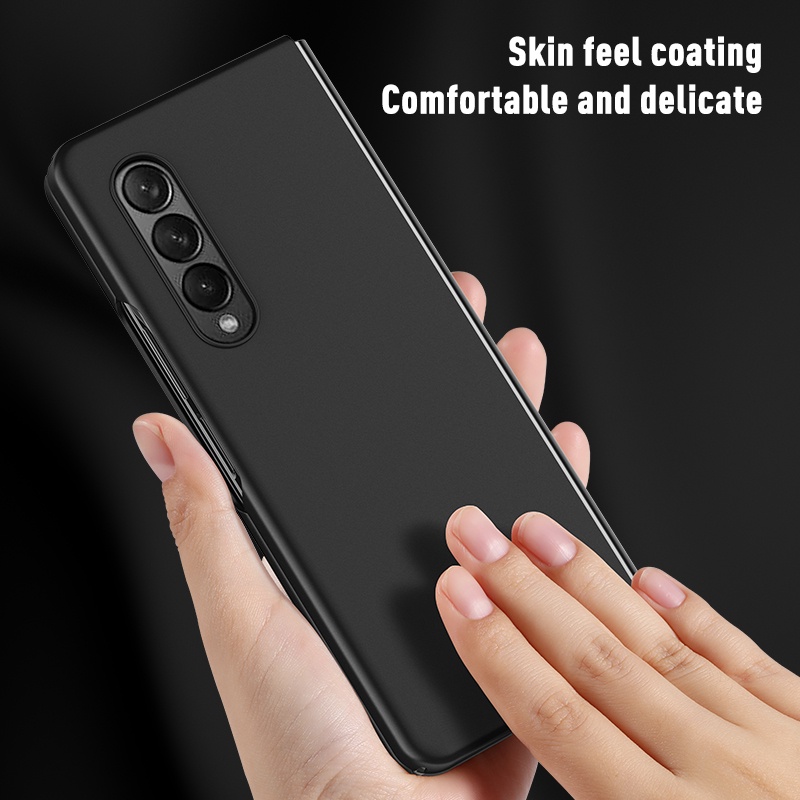 Ốp điện thoại nhựa cứng siêu mỏng mặt nhám màu trơn thích hợp cho Samsung Galaxy Z Fold 3