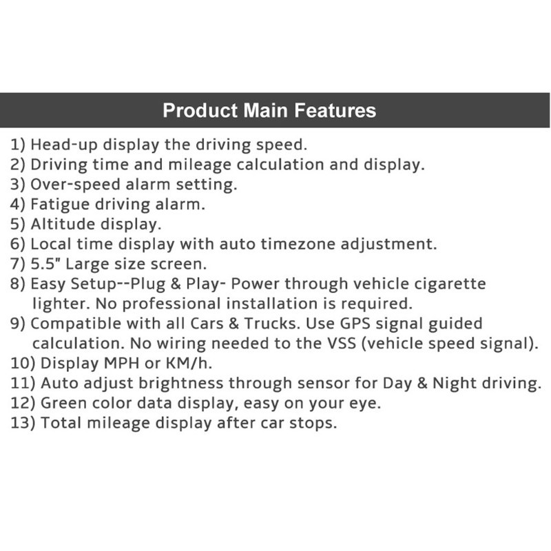 [qxx] C90 Car HUD Head Up Display GPS Speedometer Speed Display KM/H MPH For Car