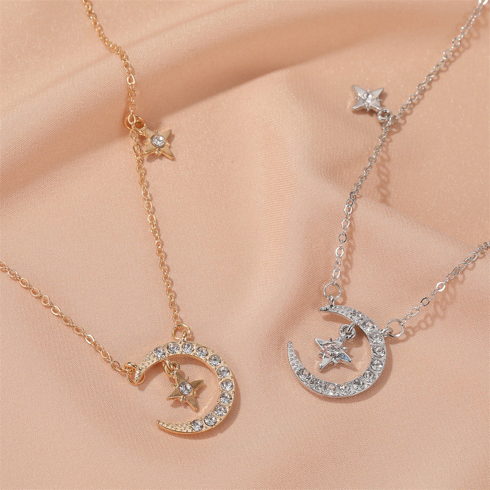 Vòng cổ choker mặt trăng và ngôi sao đính đá thời trang cho nữ