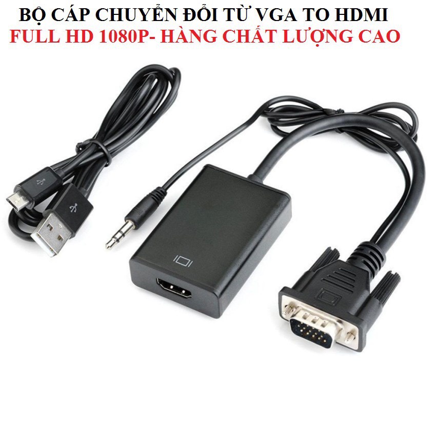 Cáp chuyển đổi VGA sang HDMI Có Audio - Hàng chất lượng - VGA TO HDMI dây VGA TO HDMI