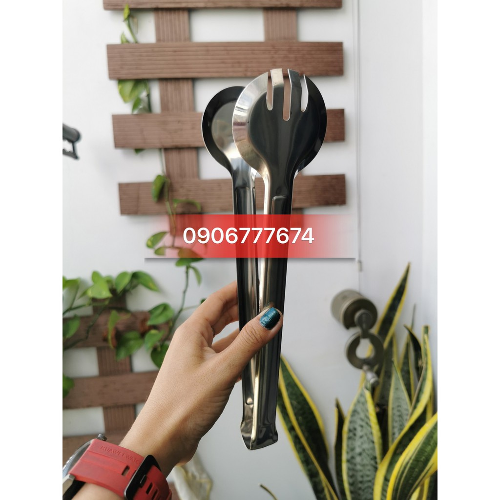 Set 2 Kẹp Gấp Bánh Gấp Thức Ăn Inox Đầu Tròn