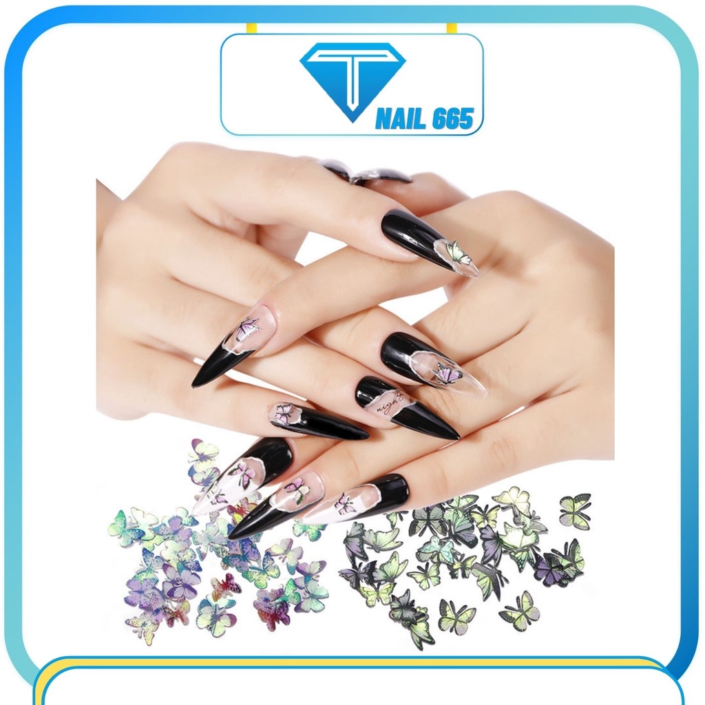 Phụ kiện bướm trang trí móng nail , Bướm ẩn nail Charm hoa gắn móng  sét 6