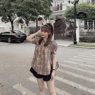 Áo sơ mi kẻ tay bồng
