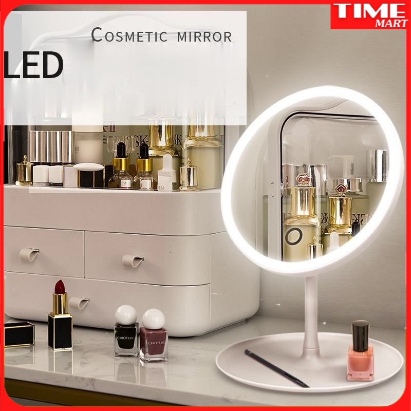 Gương Trang Điểm LED ,Có Đèn Để Bàn Cầm Tay [TIME_MART siêu thị tiện ích gia đình]