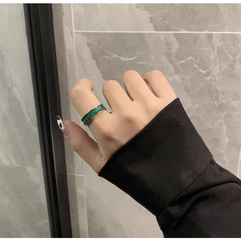 Set nhẫn hở đeo tay cho nữ 3 chiếc màu xanh phong cách Hàn Quốc