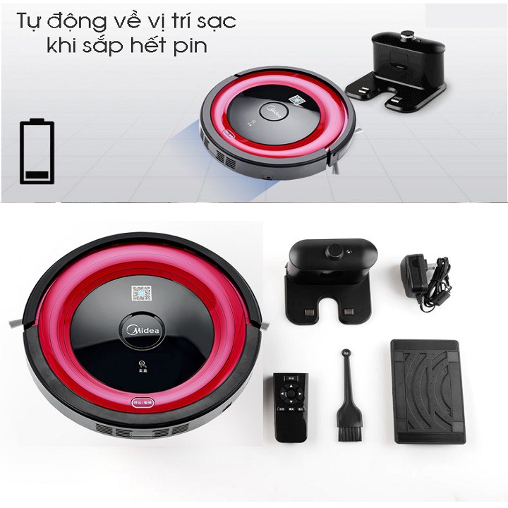 re0483 Robot hút bụi lau nhà Midea có điều khiển - Robot hút bụi Midea R1 - Máy lau nhà - Máy hút bụi