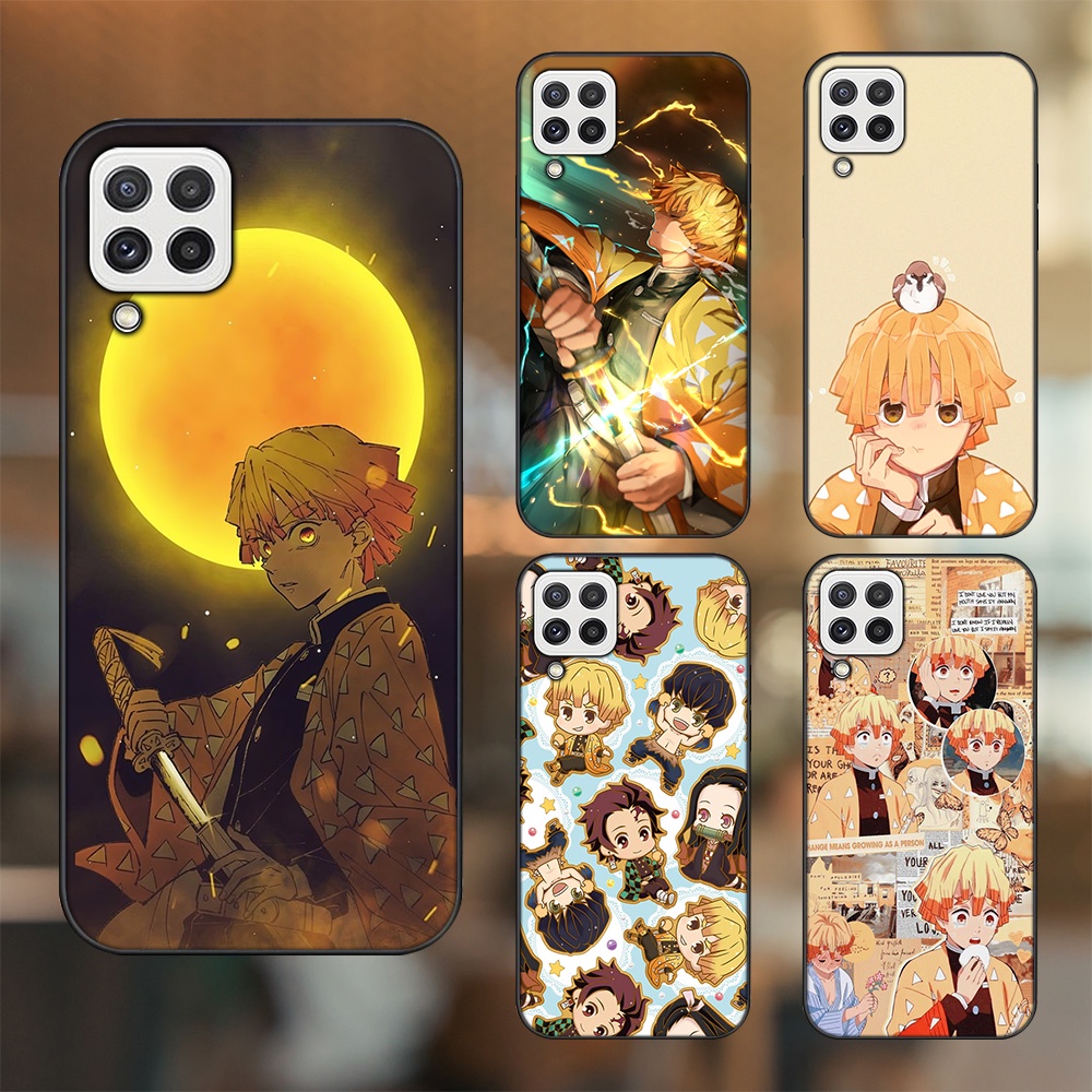 Ốp lưng Samsung A22 4G, A22 5G viền đen in hình Zenitsu Kimetsu no Yaiba