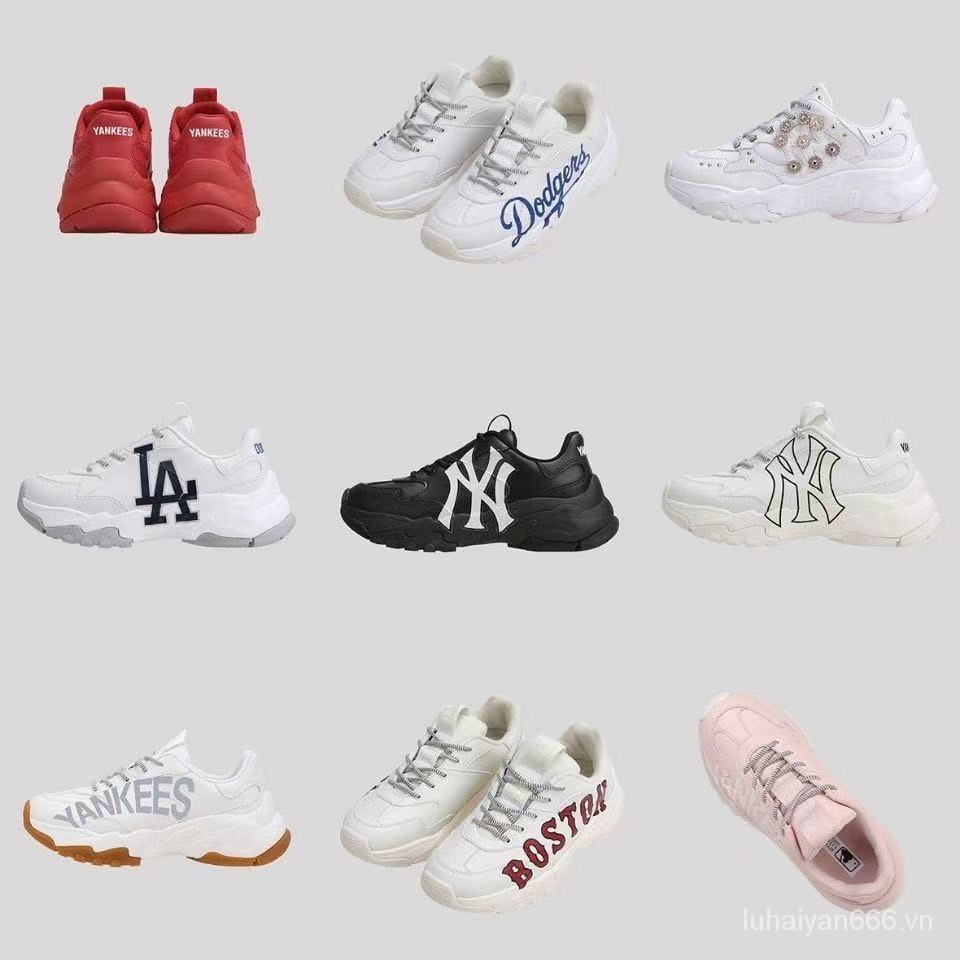 NI--KEMLB KOREA Giày Cũ 2019 NY Yankee. MLB NY Tăng Chiều Cao Màu Trắng Màu Trắng Giày Thường