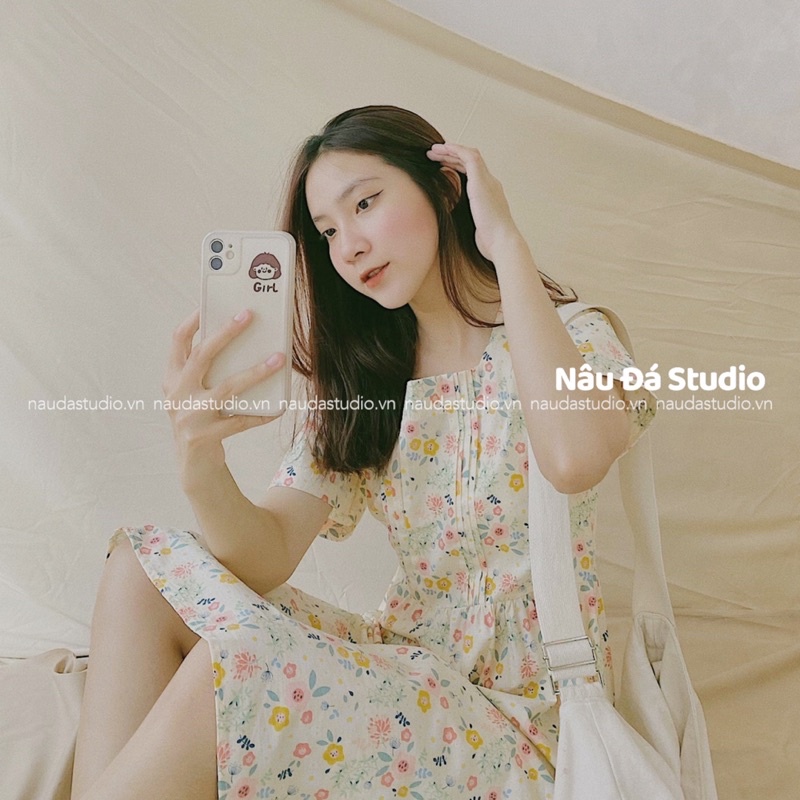 ĐẦM/VÁY XÔ HOA NHÍ NÀNG THƠ  - NÂU ĐÁ STUDIO.