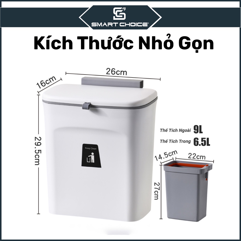 Thùng Rác Treo Tủ Bếp SMARTCHOICE 9L Thông Minh Kèm Ruột Tách Rời Có Quai Xách