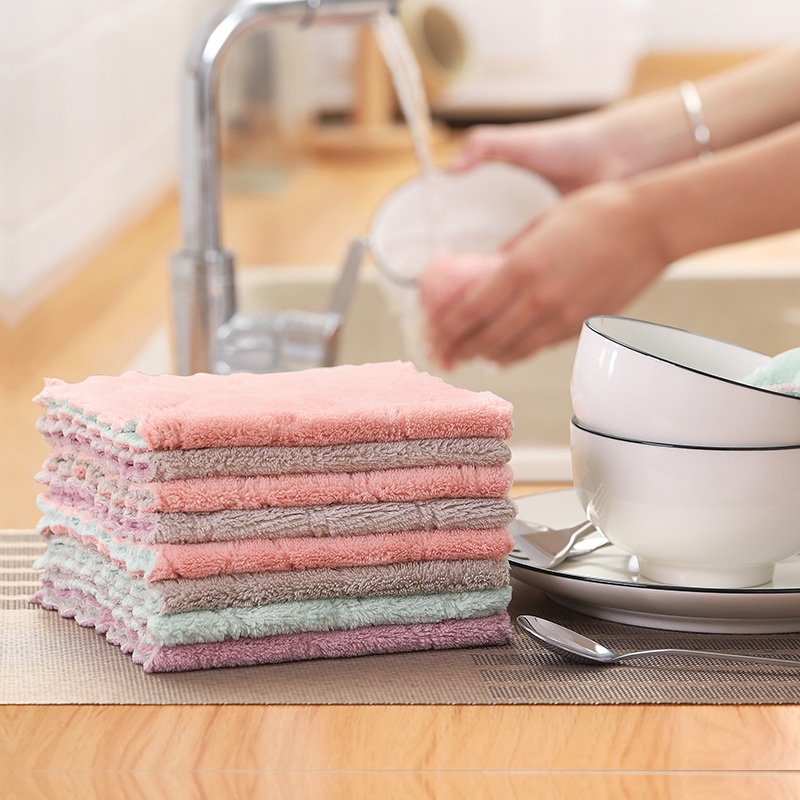Khăn lau bát đĩa mềm mại thấm hút nước chống dầu mỡ có thể tái sử dụng nhanh khô cho nhà bếp