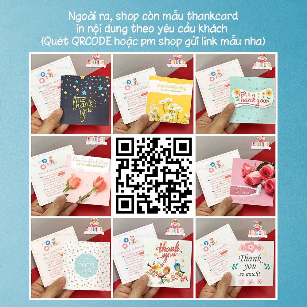 THIỆP CẢM ƠN THANK CARD - Mẫu thiết kế, có in thêm thông tin Shop