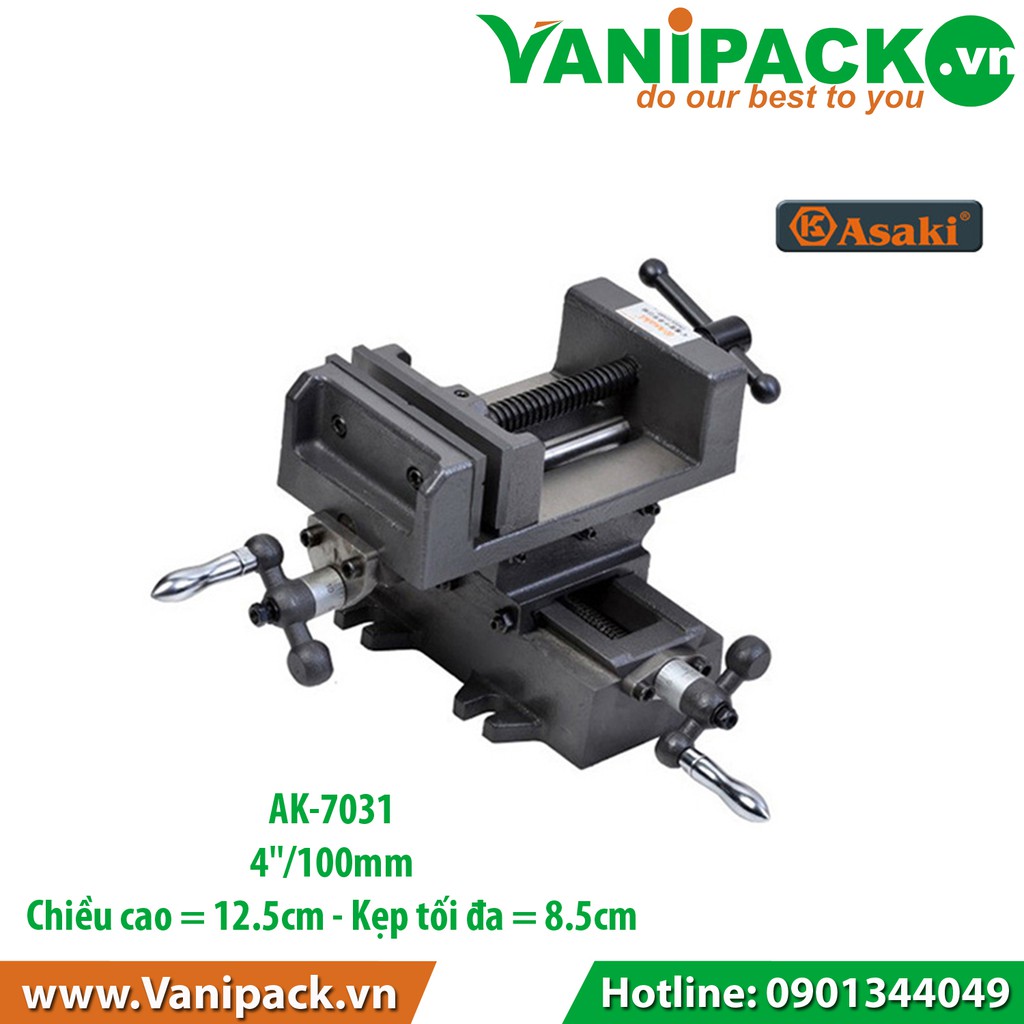 Ê tô bàn phay chữ thập kẹp tối đa 8.5cm Asaki AK-7031