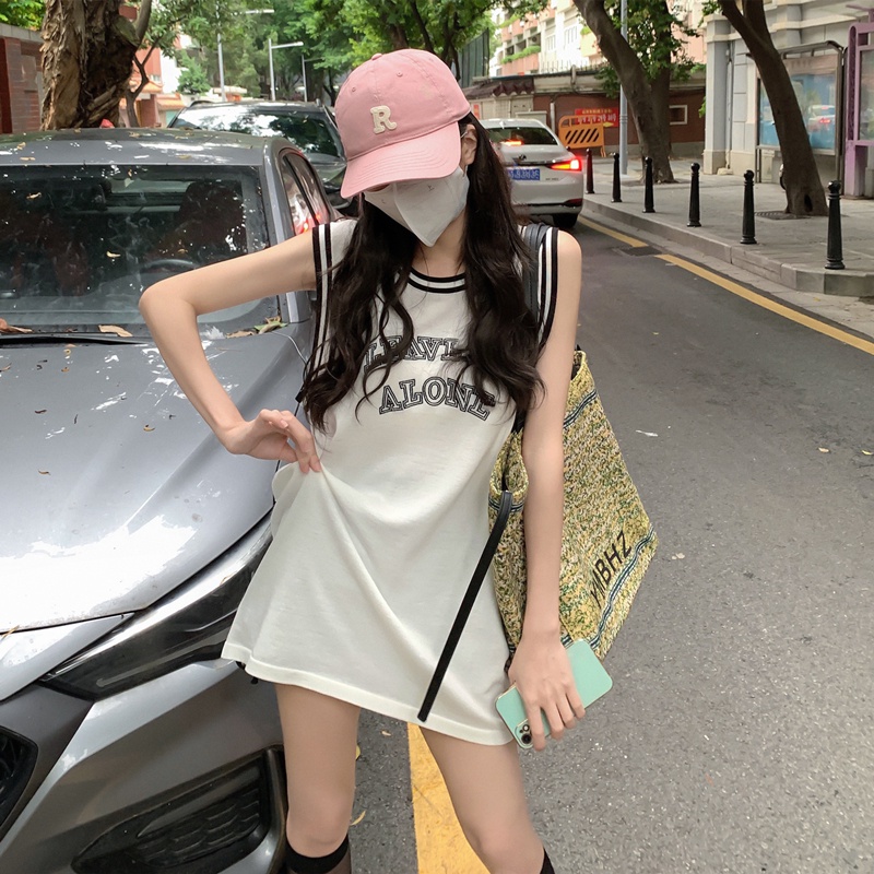 622195#Áo Thể Thao Không Tay Dáng Rộng In Chữ Thời Trang Mùa Hè Dành Cho Nữ