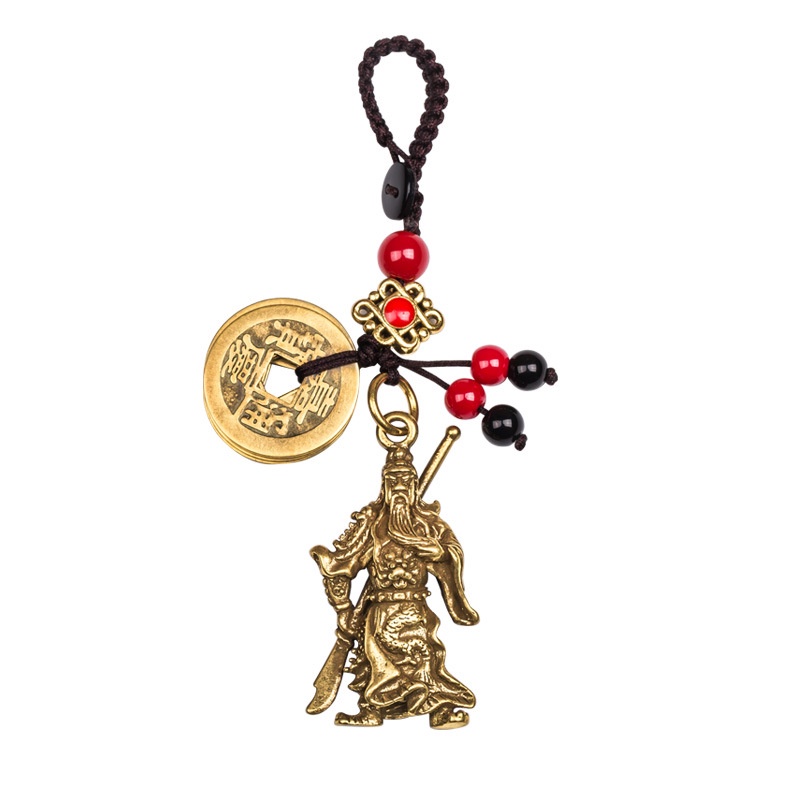 Móc Trang Trí Bằng Đồng Phong Thủy 5 Đồng Xu Dây Đỏ Quan Công Cầm Đao - Nhiều Mẫu Đa Dạng - Kiểu Dáng Độc Đáo (E498)