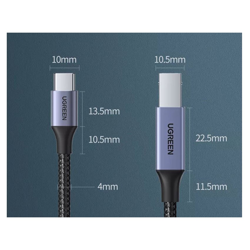Cáp USB-C sang USB-B máy in Dài 3M Ugreen 80808 (Vỏ Nhôm)