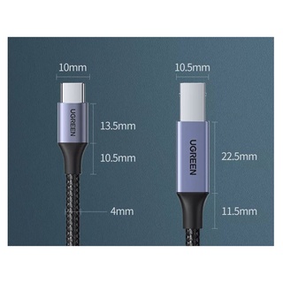 Cáp USB-C sang USB-B máy in Dài 3M Ugreen 80808 (Vỏ Nhôm)