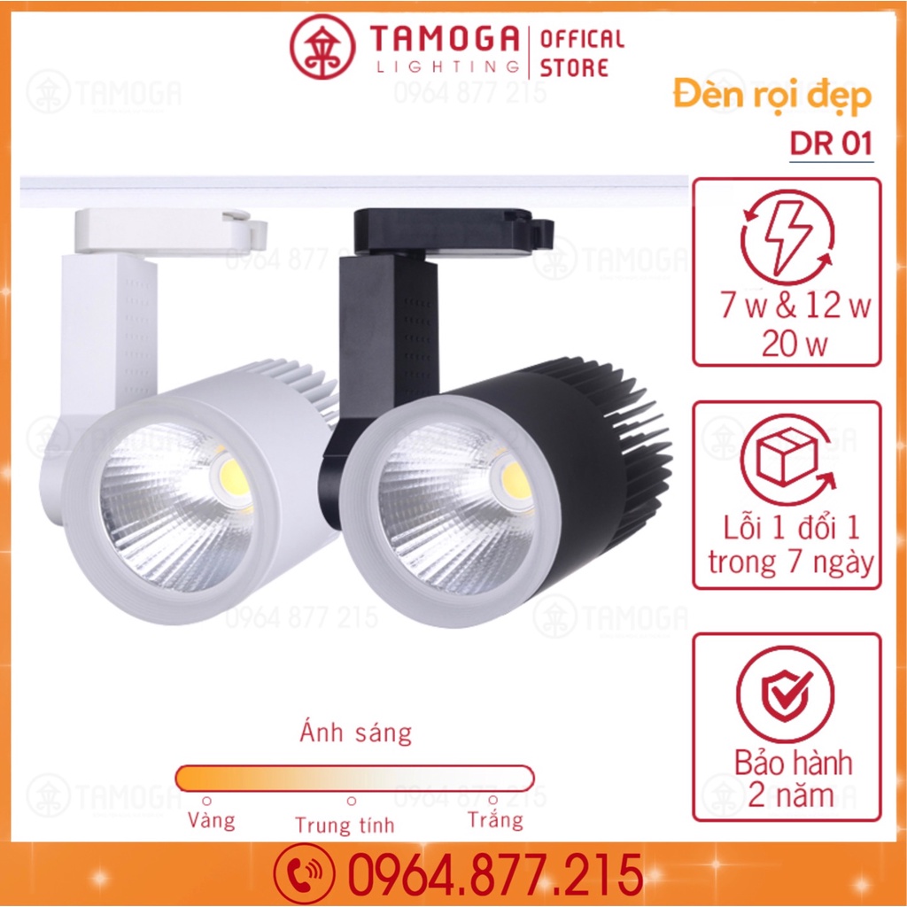 Đèn rọi ray, rọi tranh bể cá DR 01 công suất 20W,12W chip COB TAMOGA - Bảo hành 3 năm