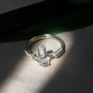 Nhẫn đá Clear Quartz tự nhiên phong thủy-đá Thạch Anh Trắng handmade, thanh tẩy, thiền định