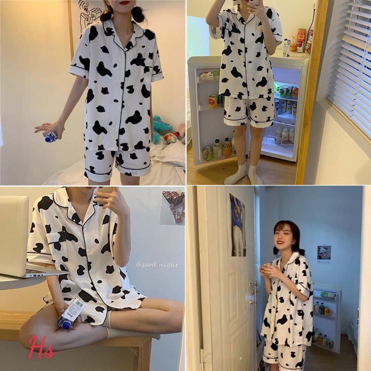 Bộ Đồ Ngủ Pijama Nam Nữ Chất Lụa Đũi Mát Mẻ, Đồ Đôi Bò Sữa Cực Kỳ Đáng Yêu TM Store | BigBuy360 - bigbuy360.vn
