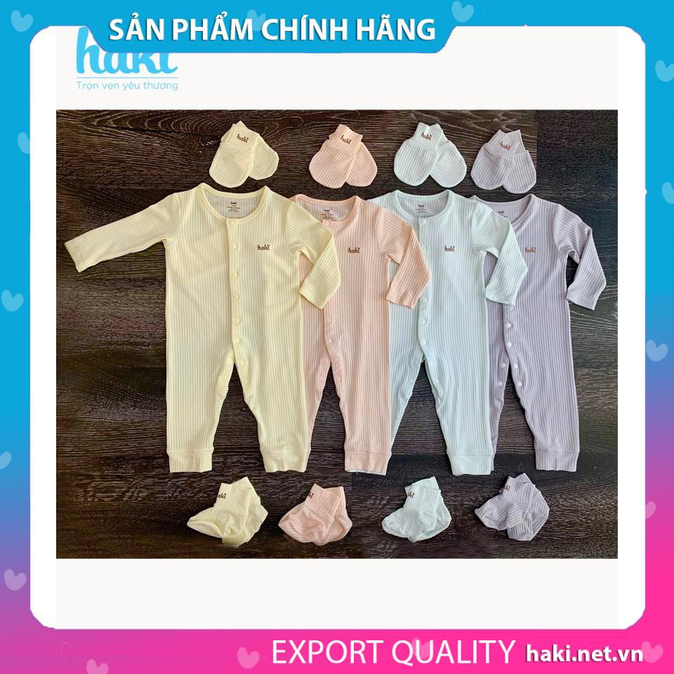 Set bao tay bao chân cho bé vải gỗ sồi, vải sợi tre cao cấp chính hãng - HAKI