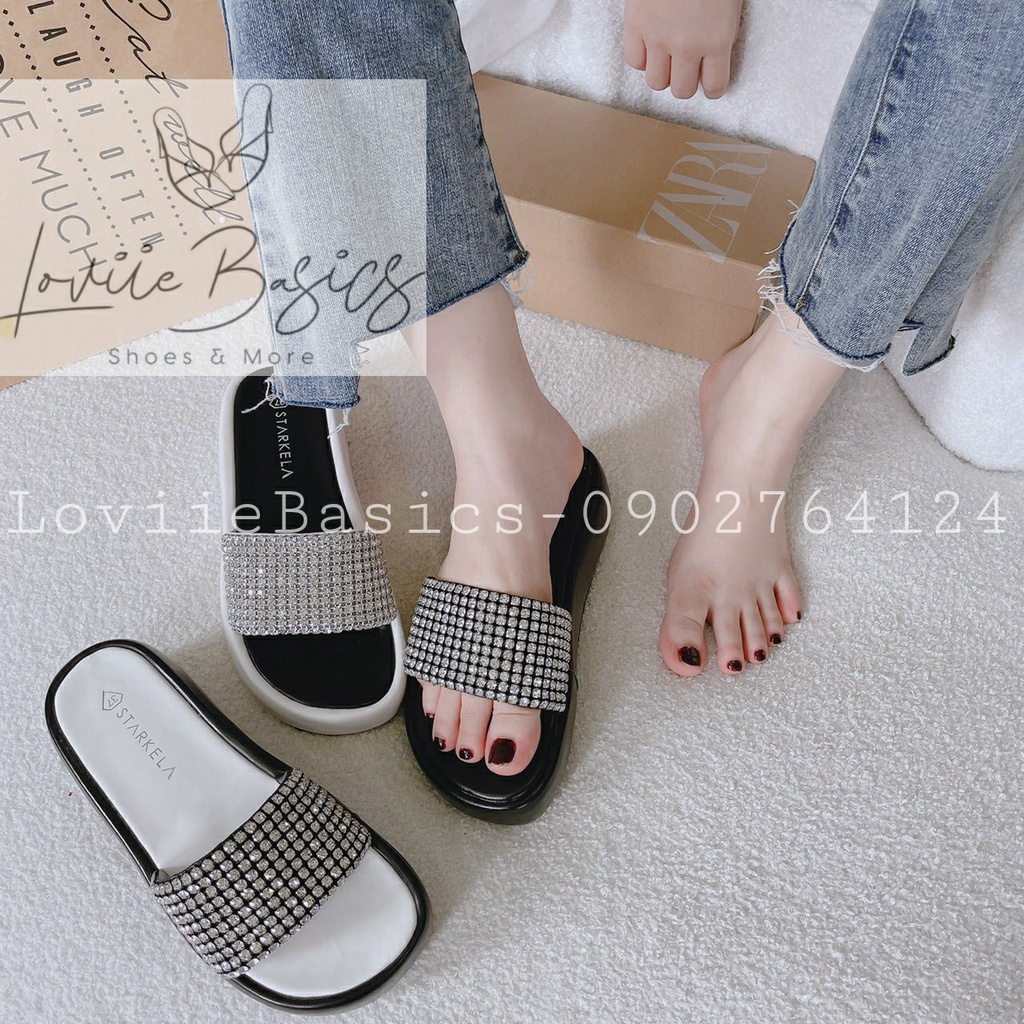 DÉP NỮ LOVIIE BASICS - DÉP XUỒNG THỜI TRANG QUAI NGANG BẢN TO XOÀN ĐÁ ĐẾ BẰNG 5 PHÂN D220856