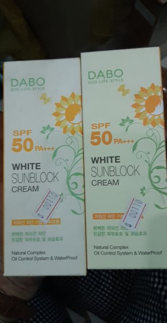 KEM CHỐNG NẮNG DABO WHITE SUNBLOCK CREAM SPF 50 PA+++