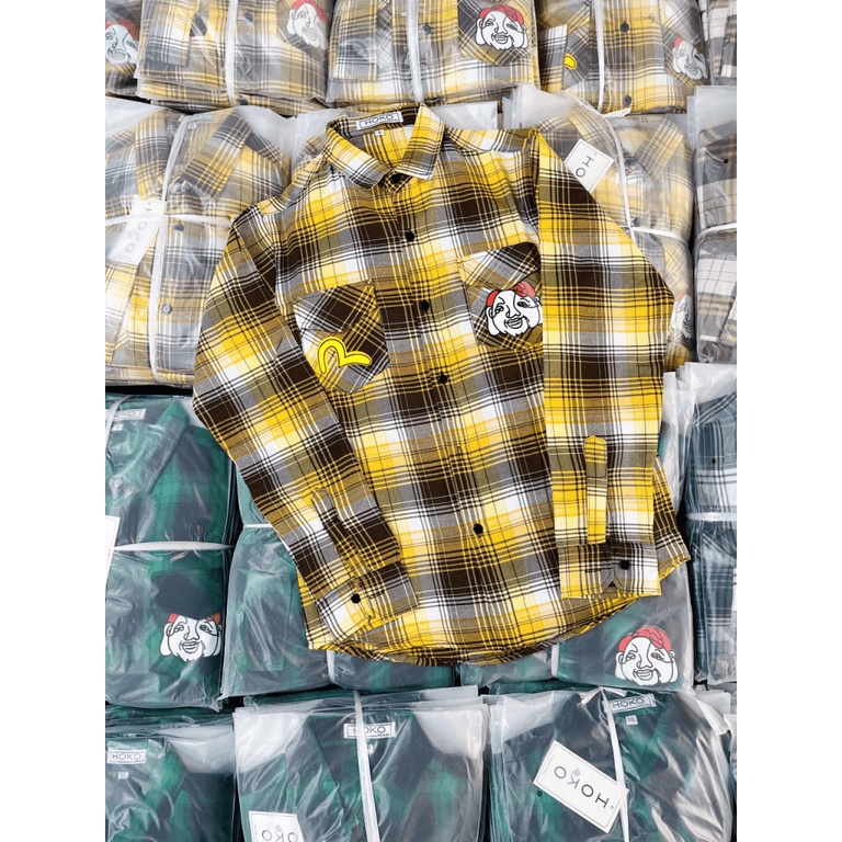 ÁO SƠ MI CARO UNISEX MẶC KẾT HỢP CHE NẮNG MẪU MỚI EVISUS CỰC HOT CHO GIỚI TRẺ HÌNH THẬT