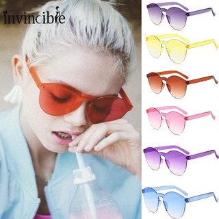 Simple Multicolor Round Frameless Transparent Glasses/ Woman Fashion Integrated Sunglasses
