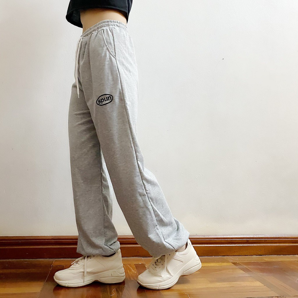 [Mẫu mới] Quần jogger thêu chữ 3 màu - Trắng 💓 Freeship 💓 Quần ống rộng Lafa Boutique