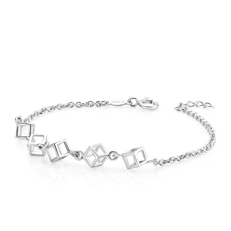 Vòng tay bạc nữ mặt hình đá lúc lắc, lắc tay chuẩn bạc ta nữ tính - Trang sức bạc Evasilver