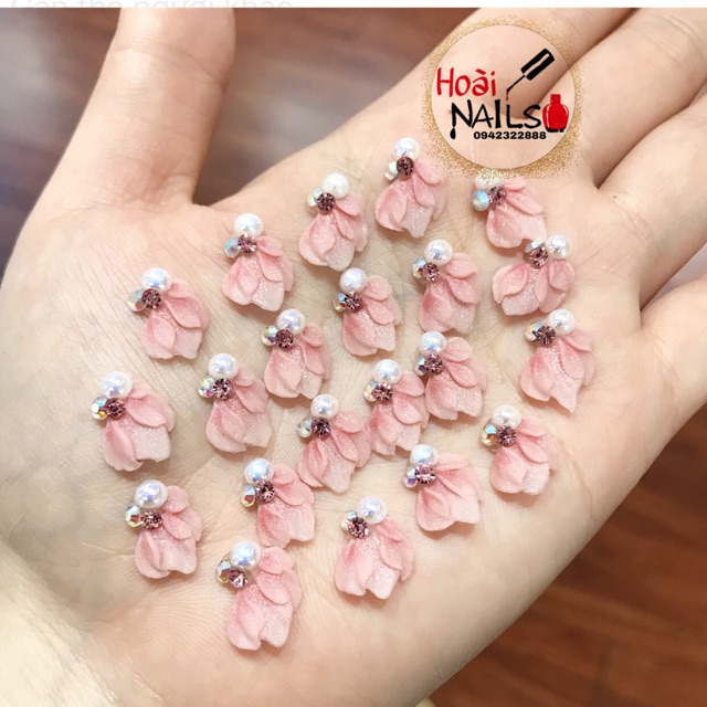 Hoa bột gắn góc  nhỏ xinh gắn móng (1 bông) - phụ kiện nail