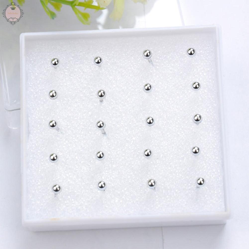 Set 10 đôi khuyên tai dạng xỏ kiểu hạt tròn nhỏ màu vàng/ màu bạc kích thước 2-4mm