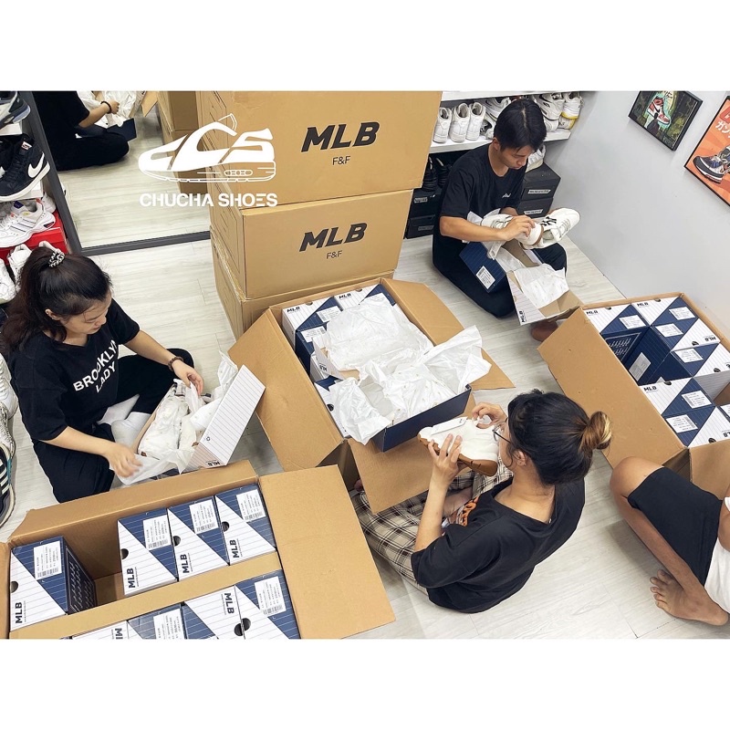 *Chính Hãng* Giày Sneaker MLB BigBall Chunky LA Chữ Xanh, NY Chữ Đen Đế Gum