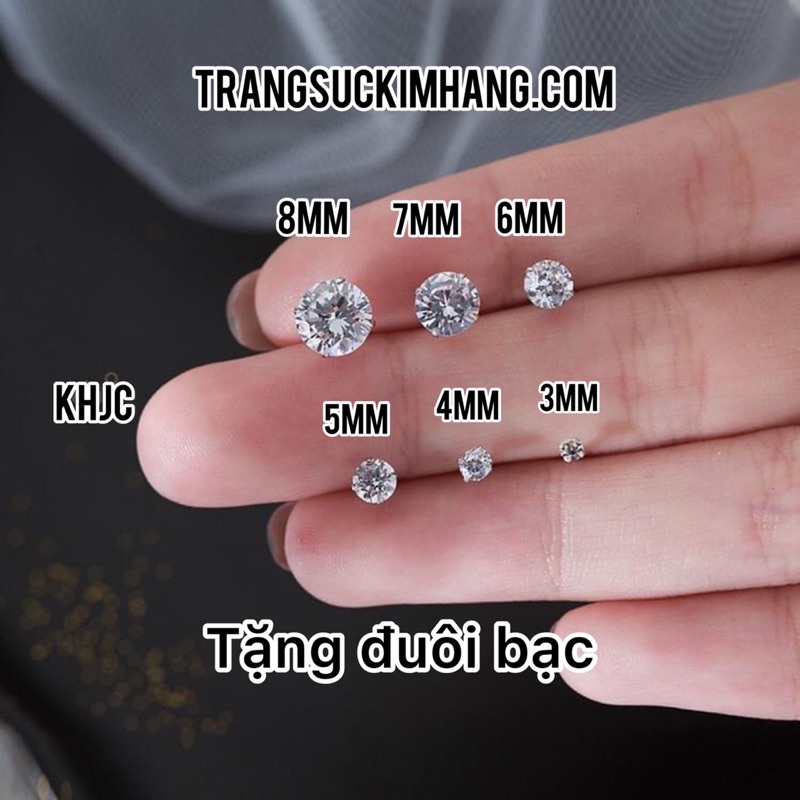 Khuyên tai bạc nụ đá nhiều Size . Bạc nguyên chất