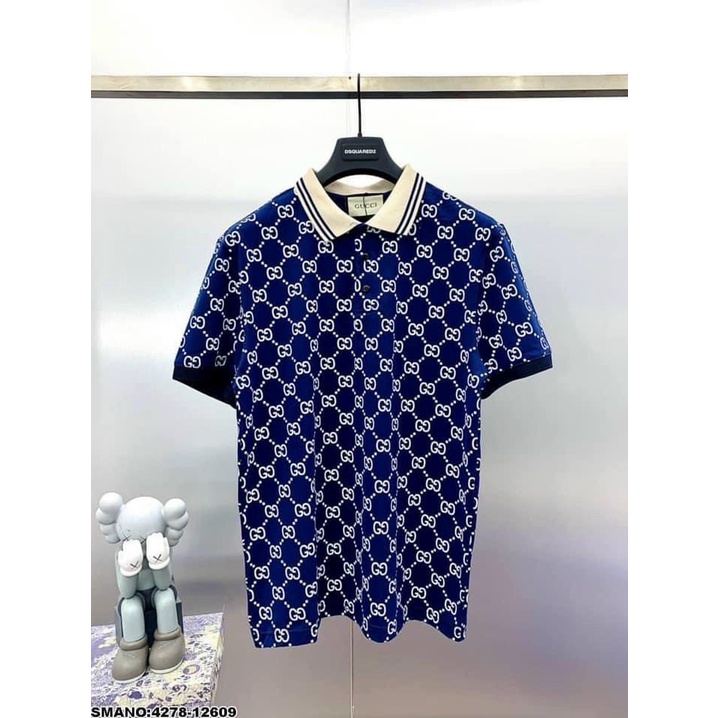 ￼Áo polo nam,nữ ngắn tay có bẻ in hoạ tiết GG chất thun mềm mịn.giare03